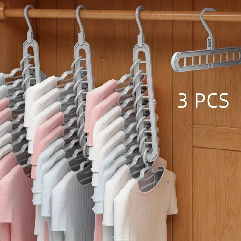 JustTrend® - 3pcs 9 Hole Space Saving Foldable Hangers