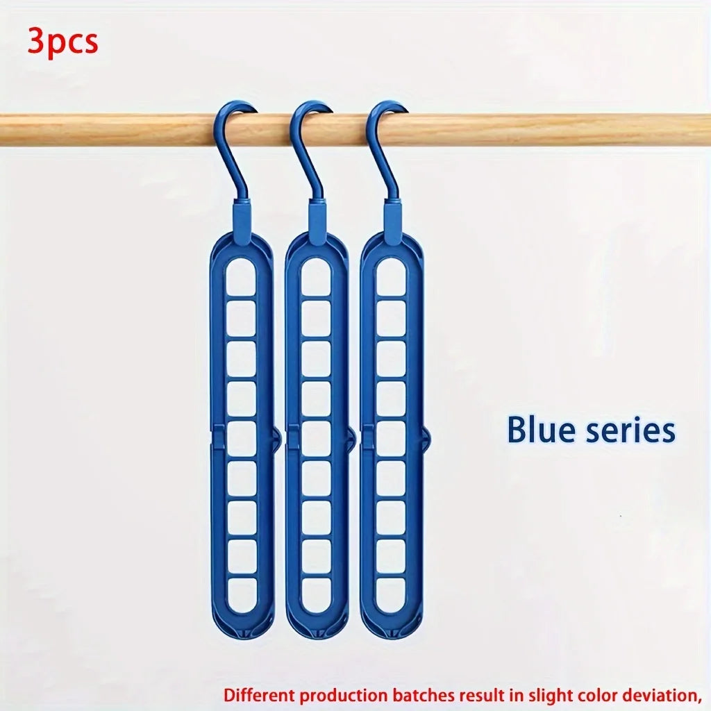 JustTrend® - 3pcs 9 Hole Space Saving Foldable Hangers