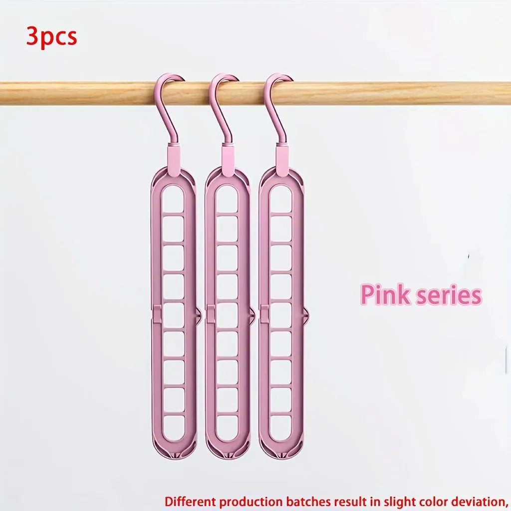 JustTrend® - 3pcs 9 Hole Space Saving Foldable Hangers